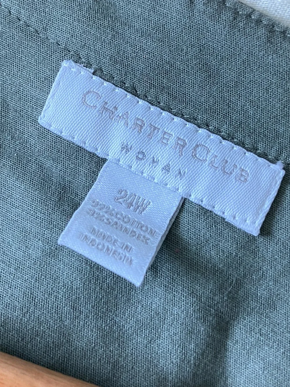 CHARTER CLUB Olive Green Elevated Cotton Utility Jacket Size 24W